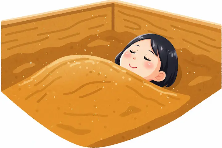 酵素風呂でデトックスする女性のイラスト