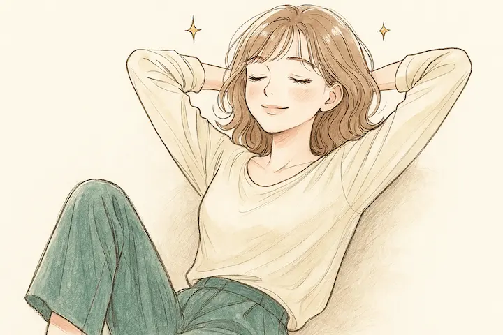 リラックスして細胞レベルの疲労回復を実感する女性