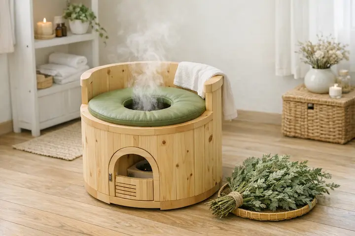 古くから親しまれてきたよもぎの蒸気が、鼻や喉の通りを優しくサポートします。