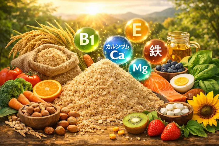 米ぬかには、肌を潤す宝物がたくさん含まれています