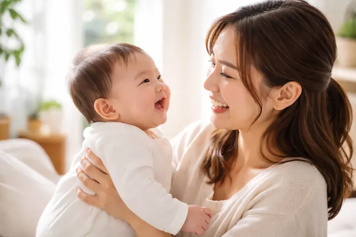 お母さんの笑顔が赤ちゃんにとって一番の栄養です