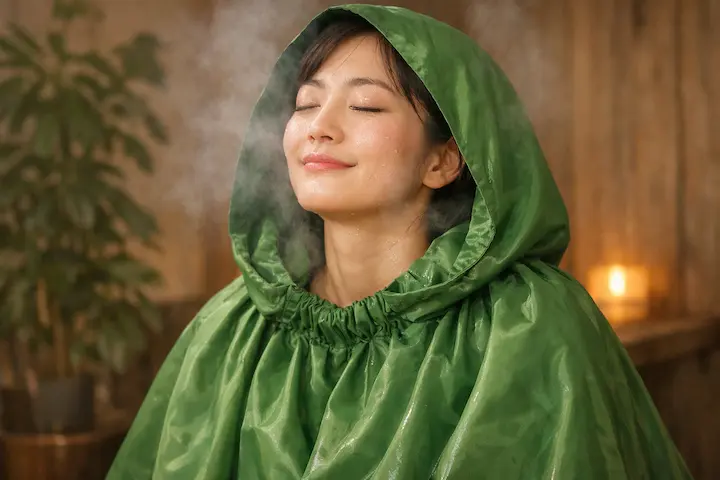 全身を温めるよもぎ蒸しは、目の奥の疲れにもアプローチできる贅沢な休息時間