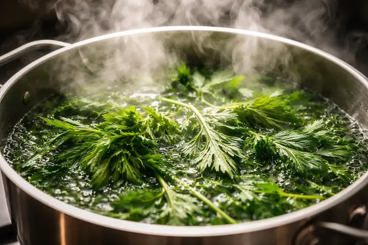 豊かな香りと成分が凝縮されたよもぎの蒸気