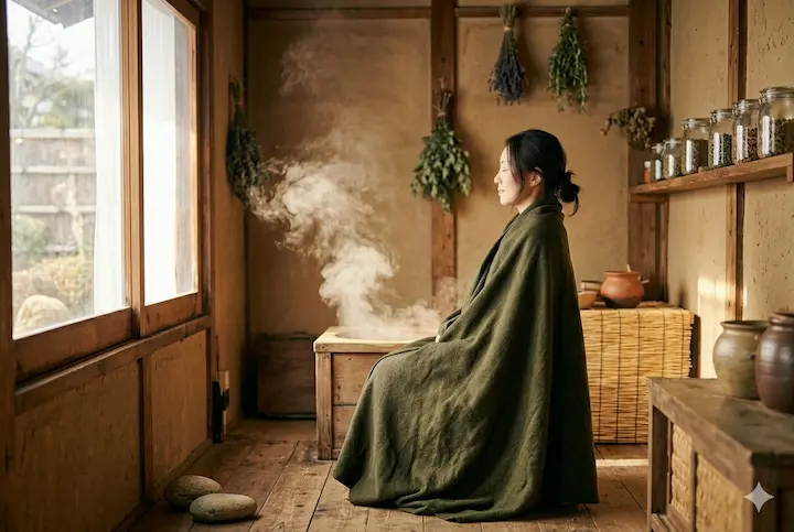 温かな蒸気に包まれる、癒やしのよもぎ蒸しタイム