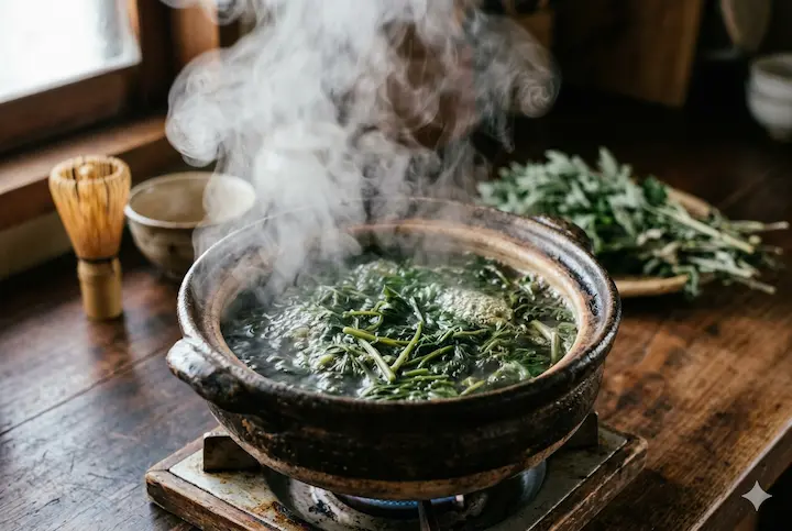 よもぎを煮出した蒸気が、全身を優しく包み込みます